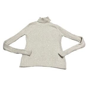 ANNA QUAN Ribbed‎ Knit Turtleneck Sweater Biege Cream Size 4